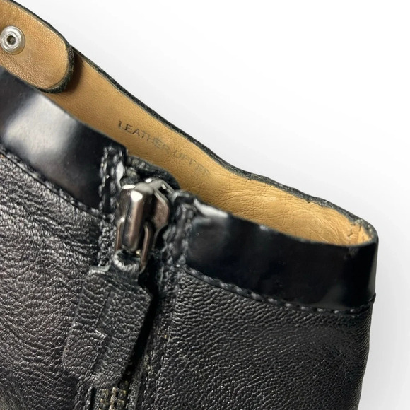 L.A.M.B Black Leather  Peep Toe Ankle Booties 8 - Picture 6 of 9